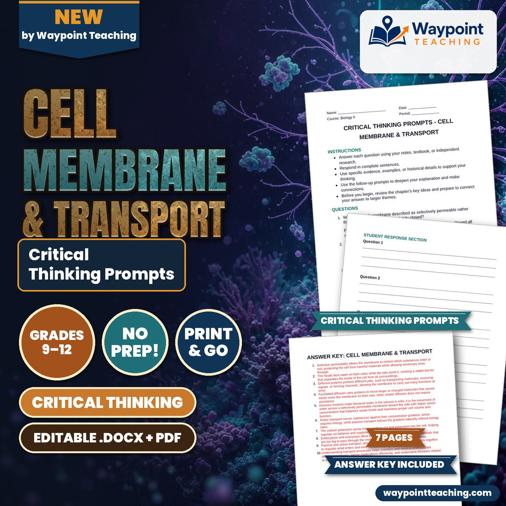 Cell Membrane & Transport Critical Thinking Prompts cover