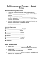 Cell Membrane & Transport Guided Notes sample page
