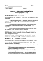 Cell Membrane & Transport Lesson Quiz sample page