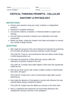 Cellular Anatomy & Physiology Critical Thinking Prompts sample page