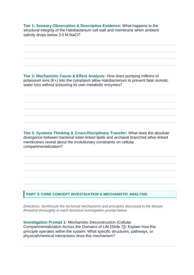 Cellular Anatomy & Physiology Phenomena-Based Lesson: Life in Liquid Salt: The Hypersaline Survival of Halobacterium salinarum Student Response Sheet sample page