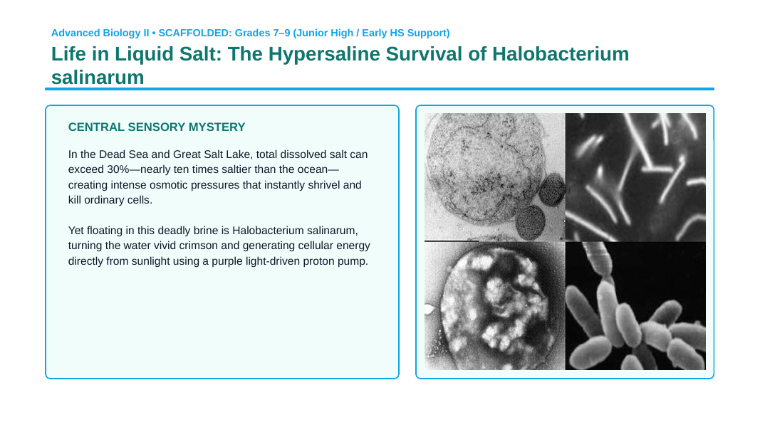 Cellular Anatomy & Physiology Scaffolded Phenomena-Based Lesson: Life in Liquid Salt: The Hypersaline Survival of Halobacterium salinarum Presentation sample page