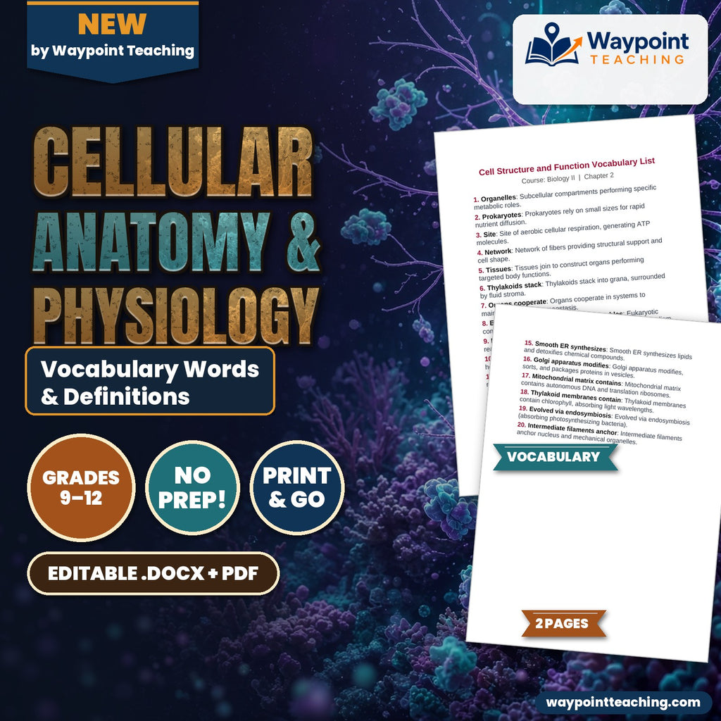 Cellular Anatomy & Physiology Vocabulary Words & Definitions cover