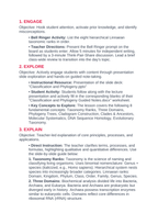 Classification & Phylogeny 5E Lesson Plan sample page