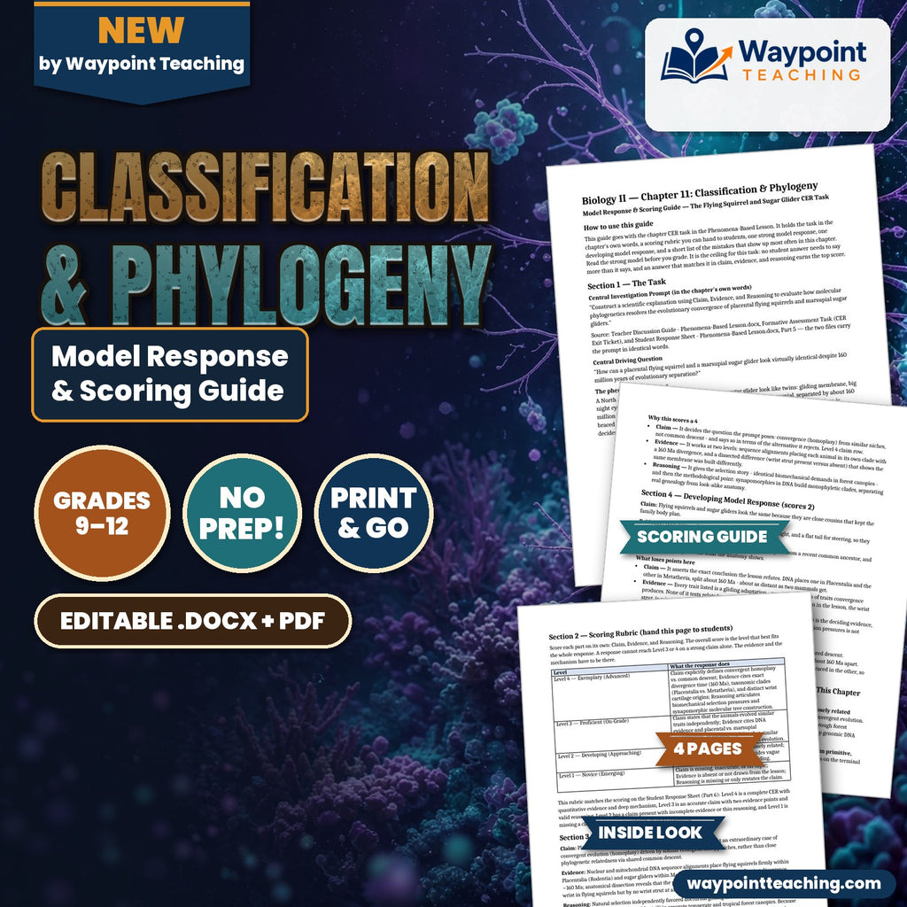 Classification & Phylogeny Model Response & Scoring Guide cover