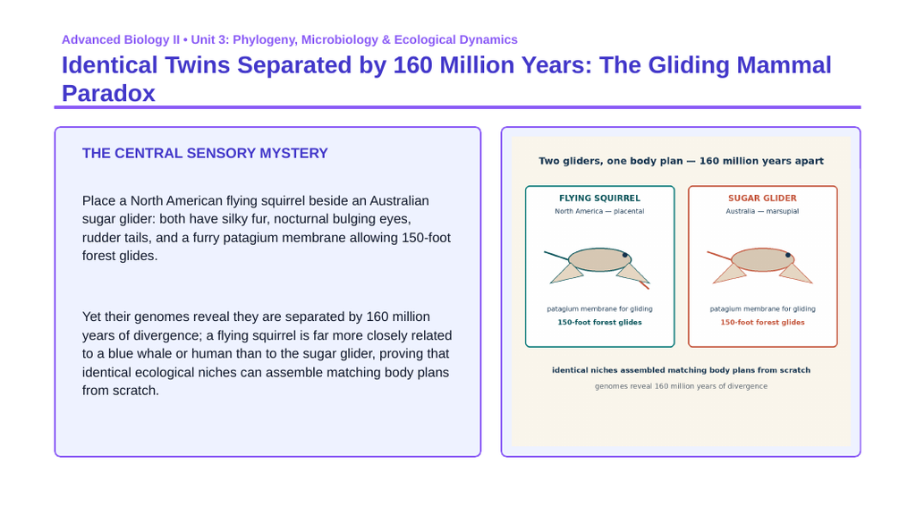 Classification & Phylogeny Phenomena-Based Lesson: Identical Twins Separated by 160 Million Years: The Gliding Mammal Paradox Presentation sample page