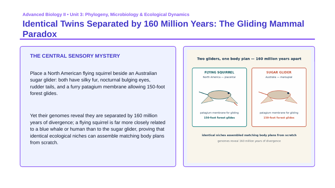 Classification & Phylogeny Phenomena-Based Lesson: Identical Twins Separated by 160 Million Years: The Gliding Mammal Paradox Presentation sample page
