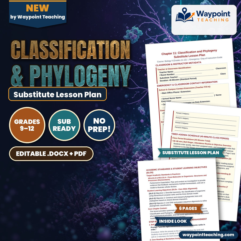 Classification & Phylogeny Substitute Lesson Plan cover