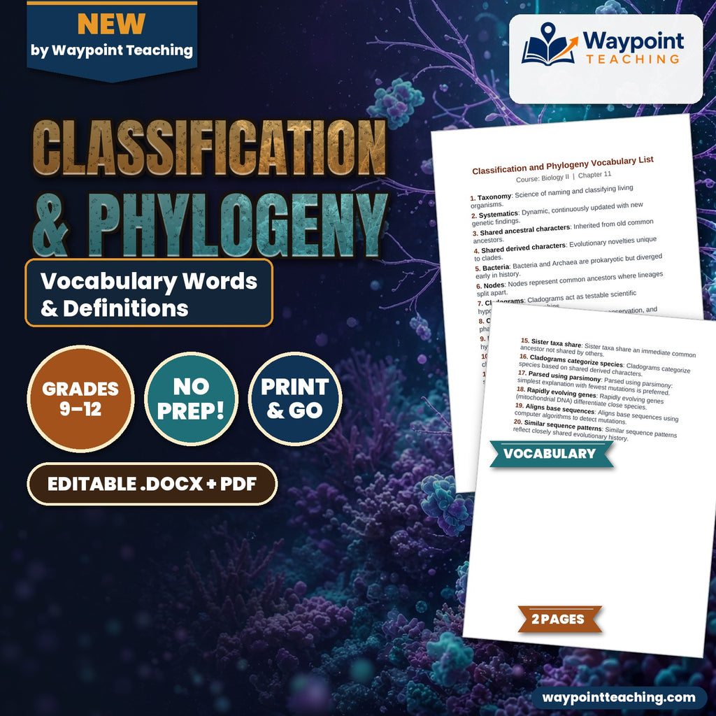 Classification & Phylogeny Vocabulary Words & Definitions cover