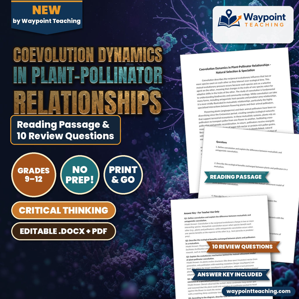 Coevolution Dynamics in Plant-Pollinator Relationships Reading Worksheet cover