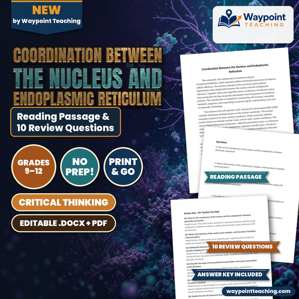 Coordination Between the Nucleus and Endoplasmic Reticulum Reading Worksheet cover
