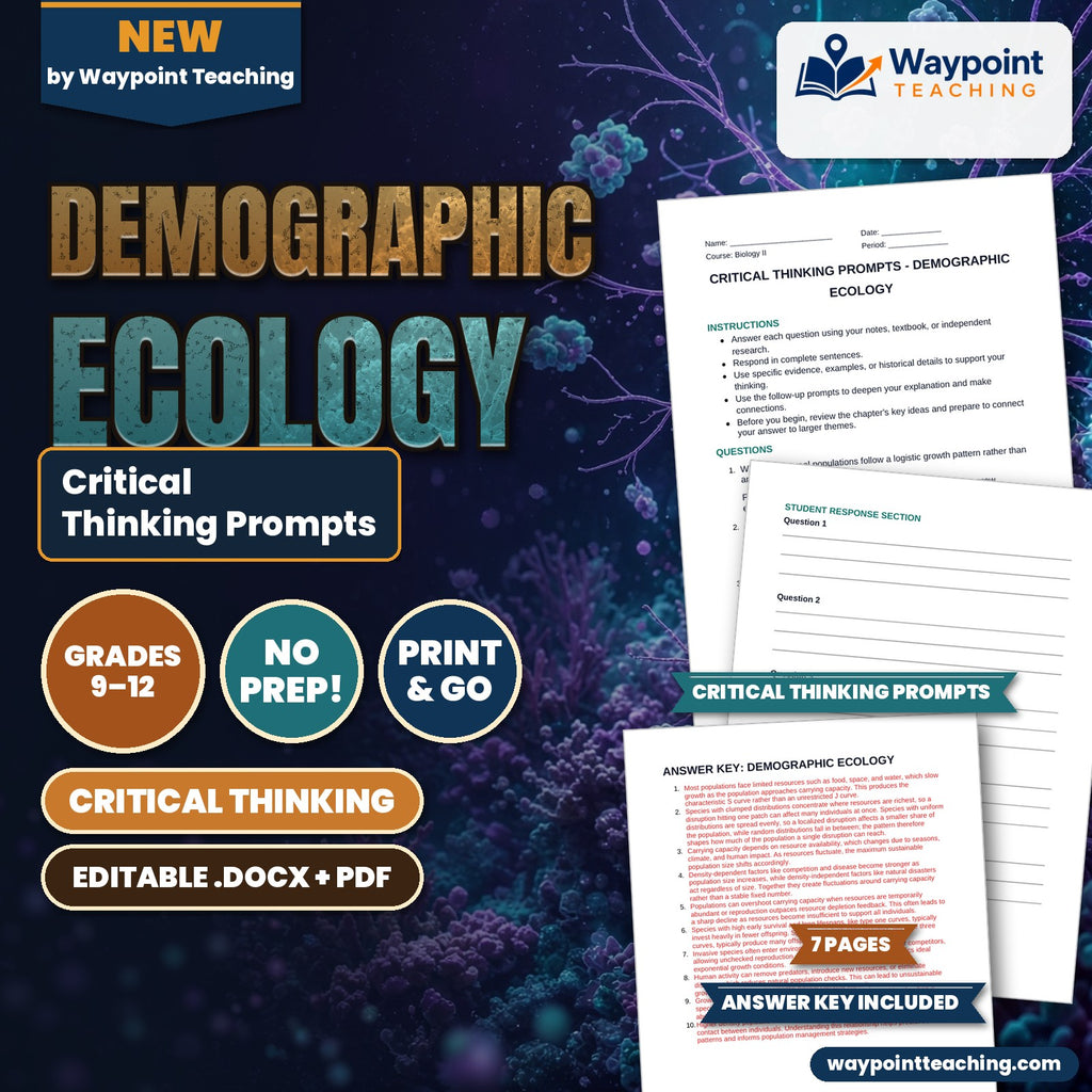Demographic Ecology Critical Thinking Prompts cover