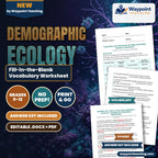 Demographic Ecology Fill-in-the-Blank Vocabulary Worksheet cover