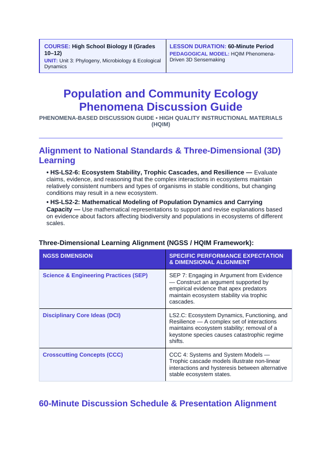 Demographic Ecology Phenomena-Based Lesson: The Vanishing Underwater Jungle: Sea Otters and the Urchin Barren Catastrophe Teacher Discussion Guide sample page