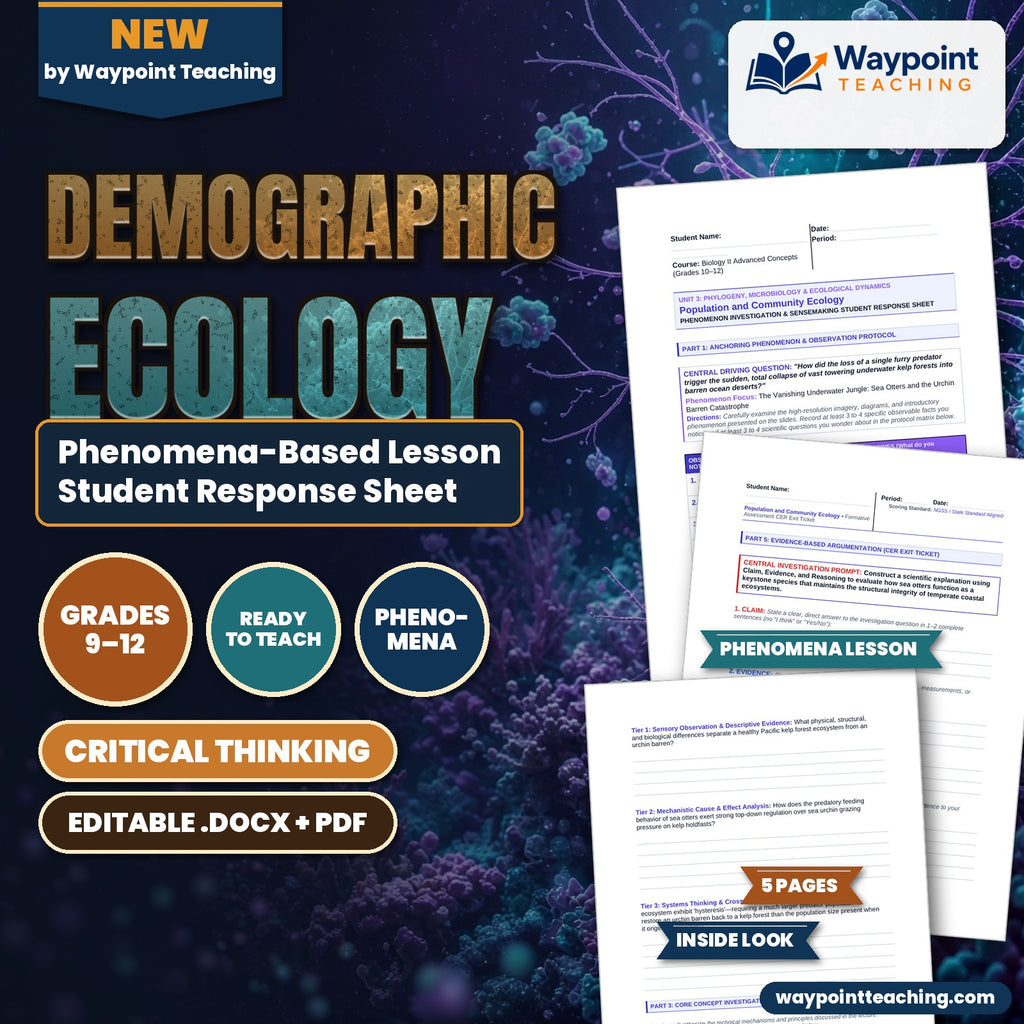Demographic Ecology Phenomena-Based Lesson: The Vanishing Underwater Jungle: Sea Otters and the Urchin Barren Catastrophe Student Response Sheet cover