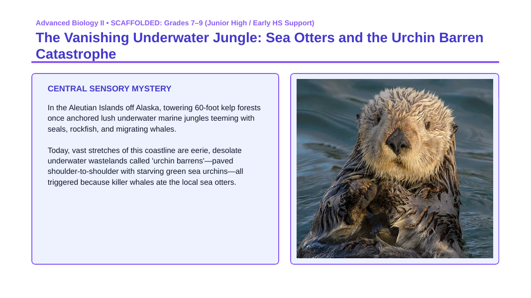 Demographic Ecology Scaffolded Phenomena-Based Lesson: The Vanishing Underwater Jungle: Sea Otters and the Urchin Barren Catastrophe Presentation sample page