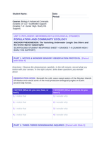 Demographic Ecology Scaffolded Phenomena-Based Lesson: The Vanishing Underwater Jungle: Sea Otters and the Urchin Barren Catastrophe Student Response Sheet sample page