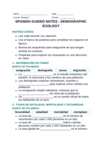 Demographic Ecology Spanish Guided Notes sample page
