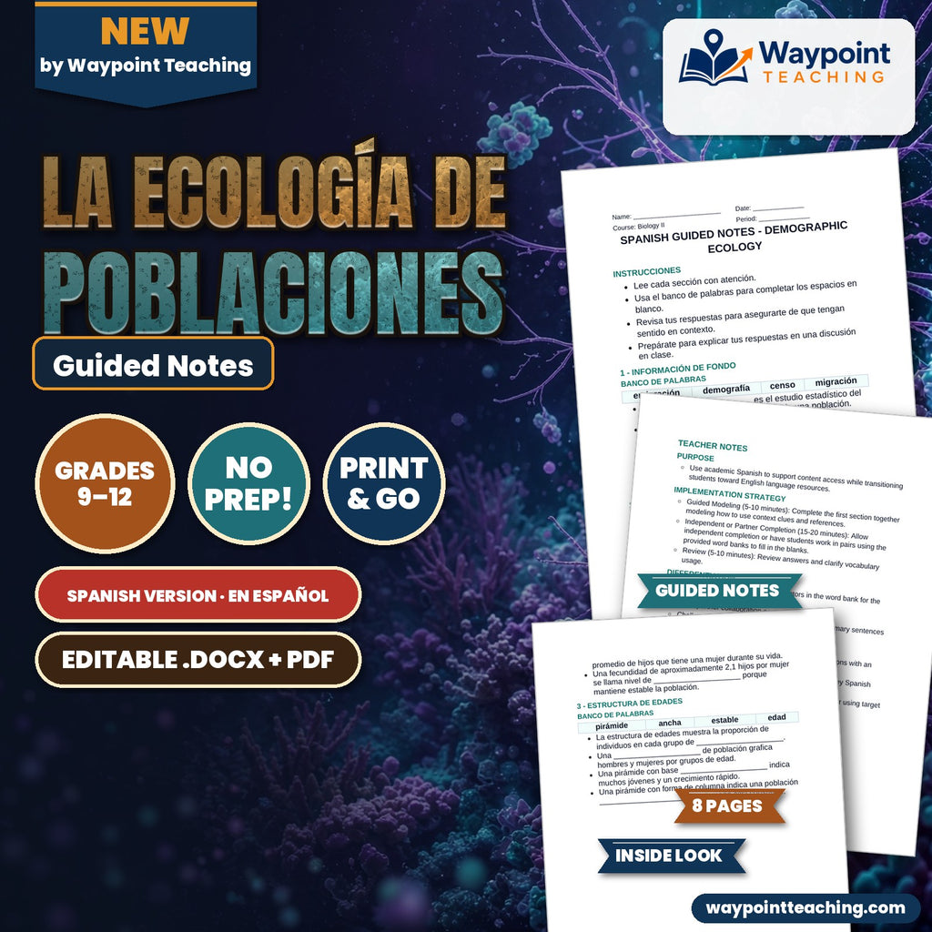 Demographic Ecology Spanish Guided Notes cover