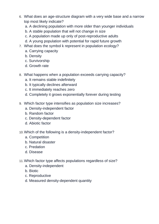 Demographic Ecology Unit Test sample page