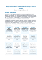 Demographic Ecology Vocabulary Choice Board sample page