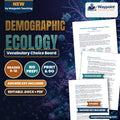 Demographic Ecology Vocabulary Choice Board cover