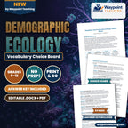 Demographic Ecology Vocabulary Choice Board cover