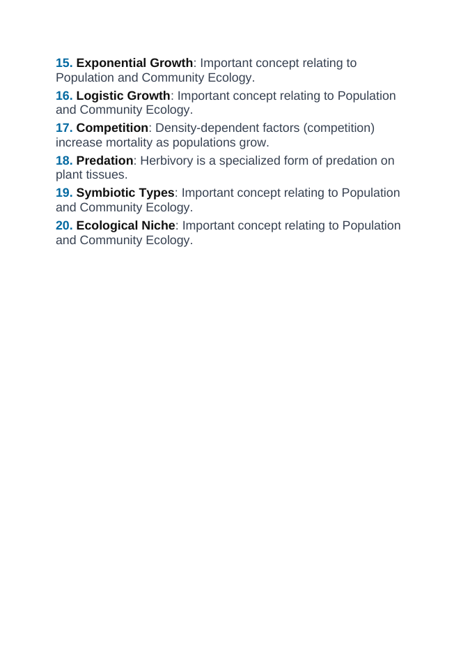 Demographic Ecology Vocabulary Words & Definitions sample page