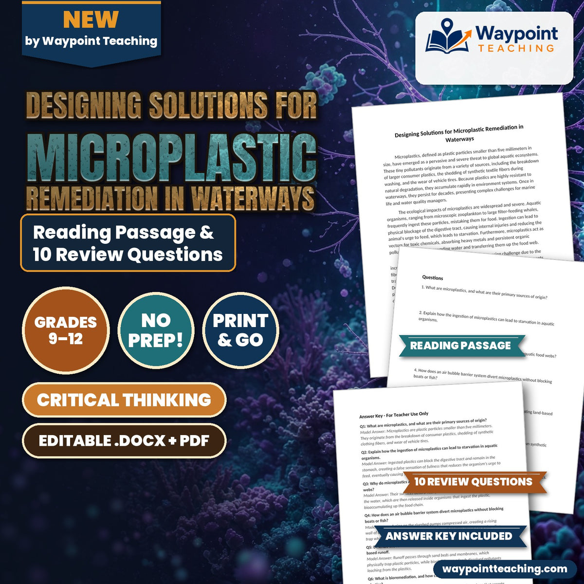 Designing Solutions for Microplastic Remediation in Waterways Reading Worksheet cover