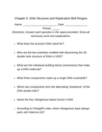 DNA Structure & Replication Bell Ringers & Exit Tickets sample page