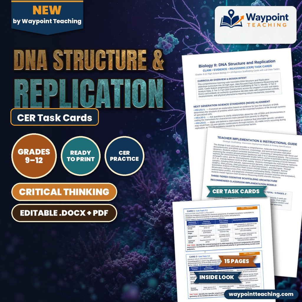 DNA Structure & Replication CER Task Cards cover