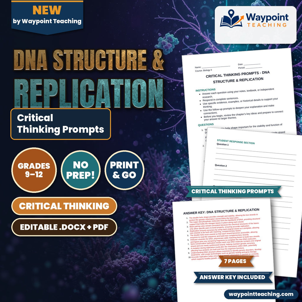DNA Structure & Replication Critical Thinking Prompts cover