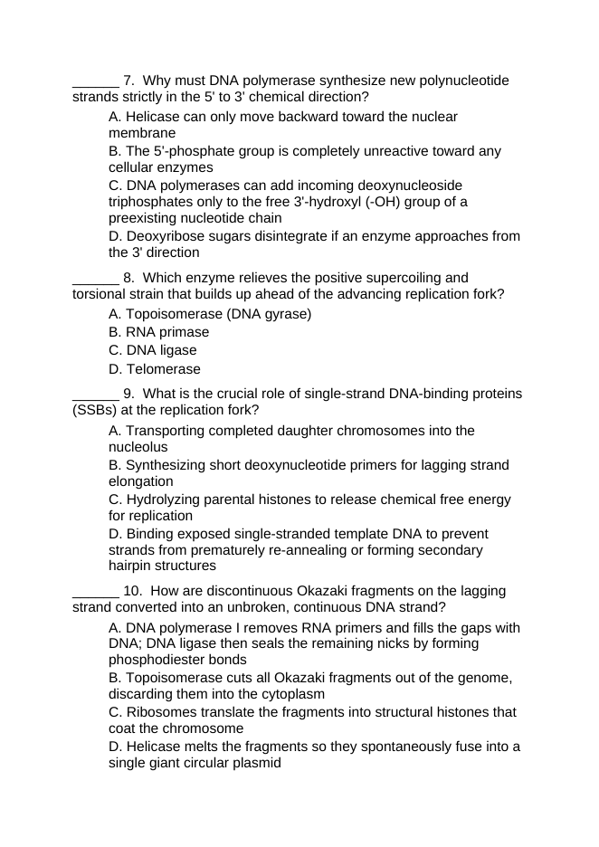 DNA Structure & Replication Lesson Quiz sample page