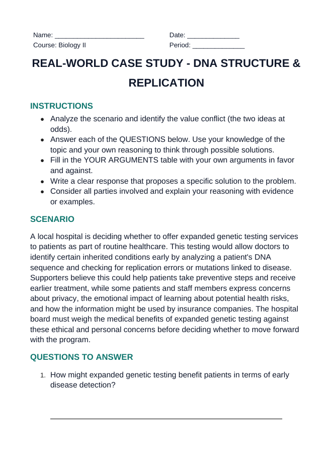 DNA Structure & Replication Real-World Case Study sample page
