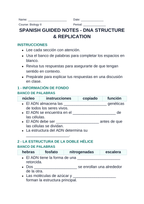 DNA Structure & Replication Spanish Guided Notes sample page