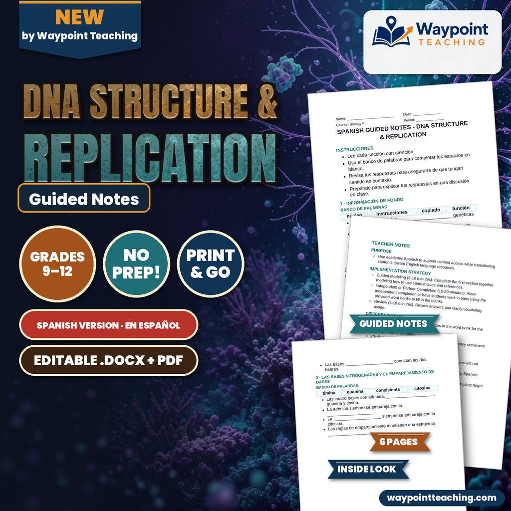 DNA Structure & Replication Spanish Guided Notes cover