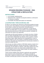 DNA Structure & Replication Spanish Reading Passage & Comprehension Questions sample page