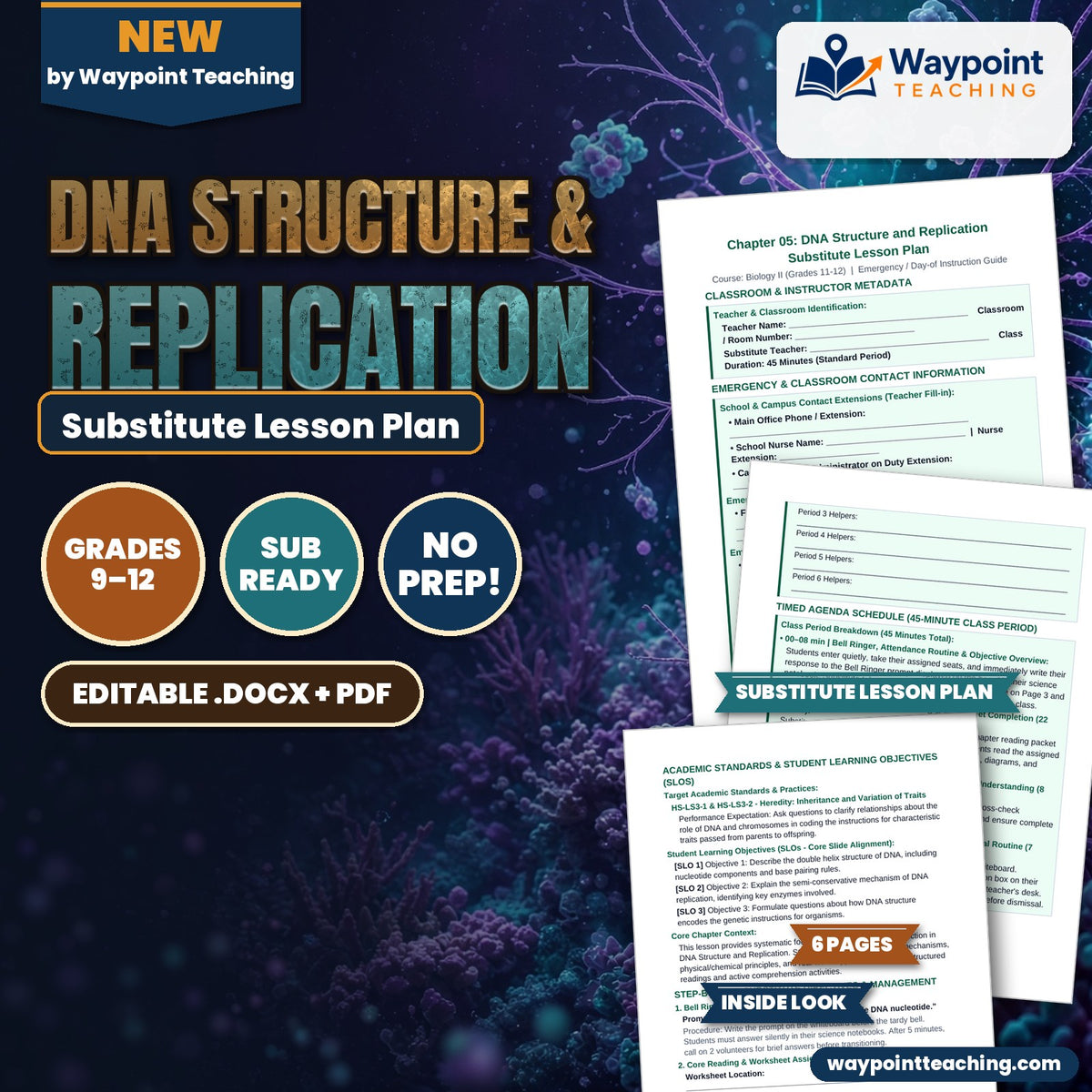 DNA Structure & Replication Substitute Lesson Plan cover
