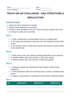 DNA Structure & Replication Truth or Lie Challenge sample page