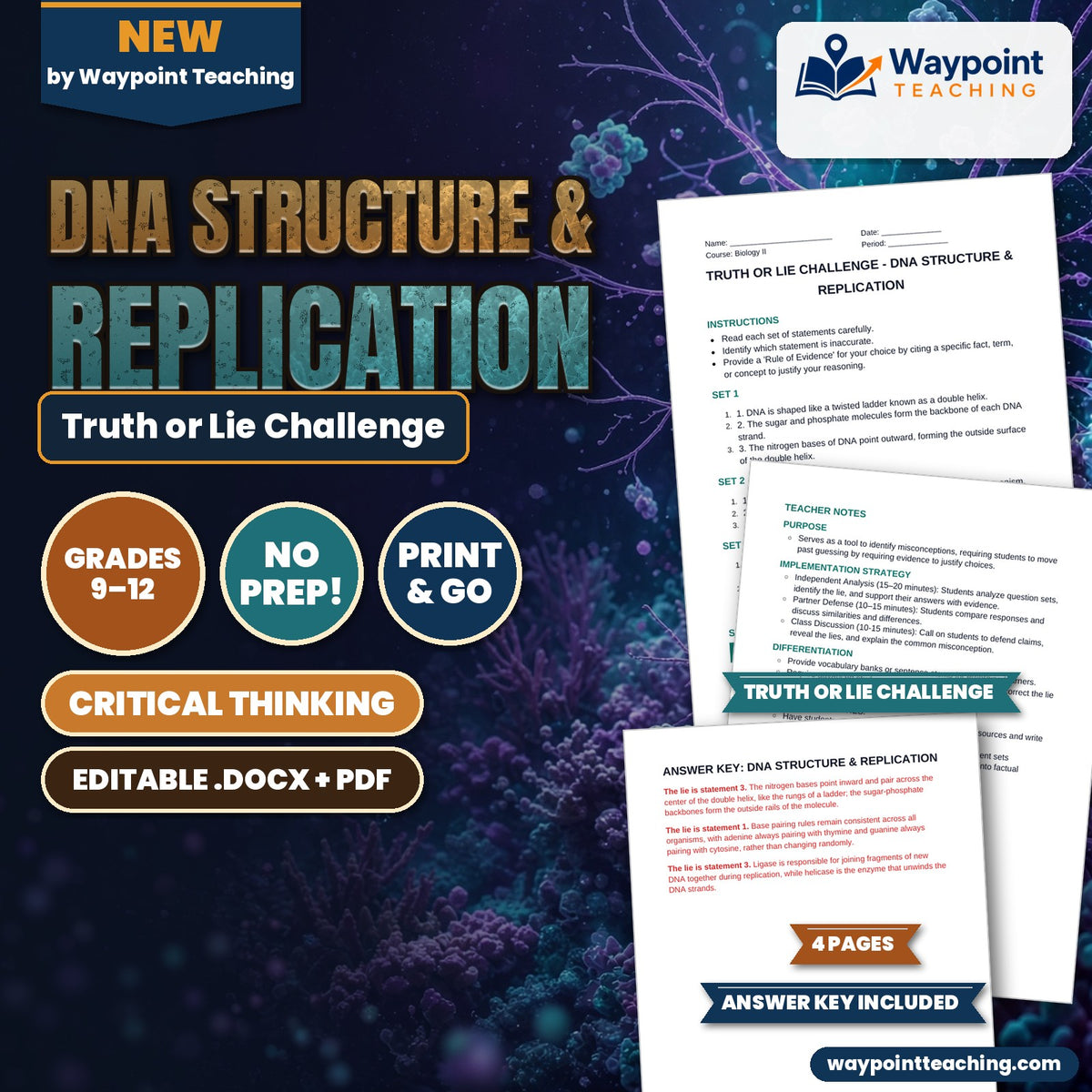 DNA Structure & Replication Truth or Lie Challenge cover