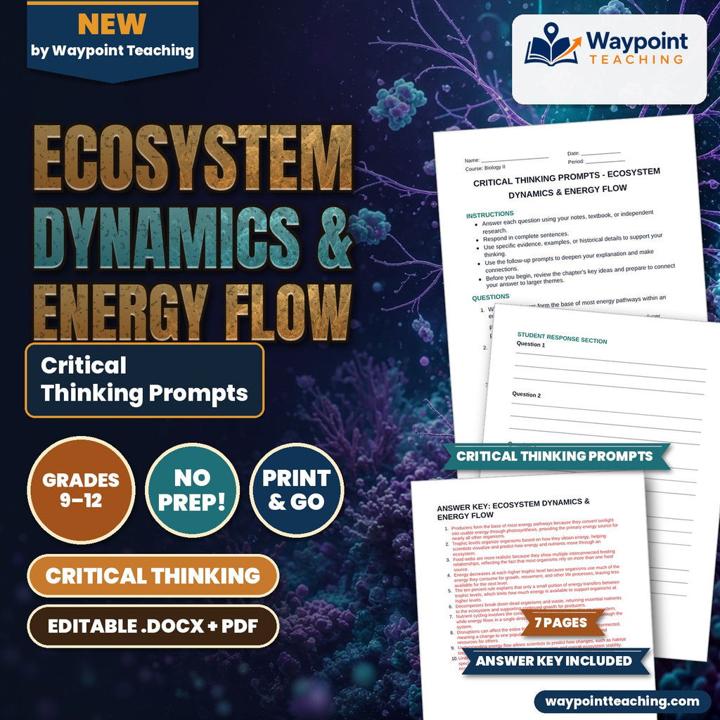 Ecosystem Dynamics & Energy Flow Critical Thinking Prompts cover