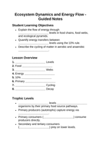 Ecosystem Dynamics & Energy Flow Guided Notes sample page