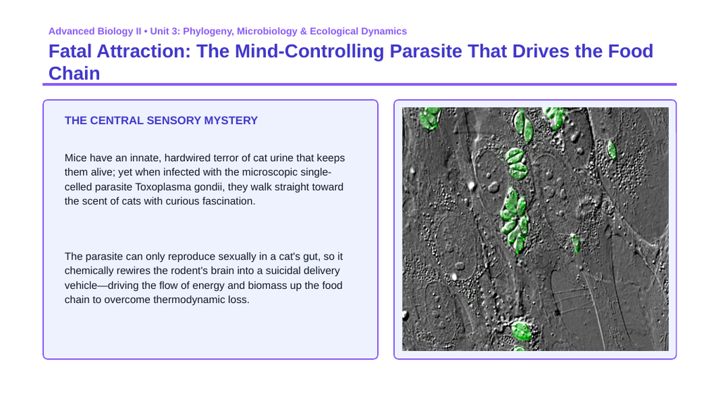 Ecosystem Dynamics & Energy Flow Phenomena-Based Lesson: Fatal Attraction: The Mind-Controlling Parasite That Drives the Food Chain Presentation sample page