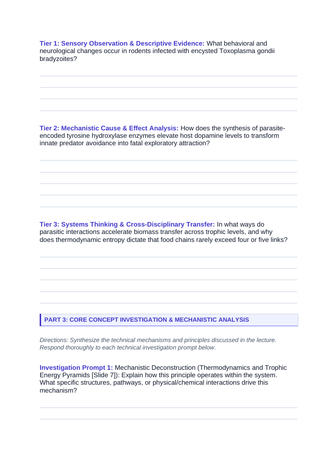 Ecosystem Dynamics & Energy Flow Phenomena-Based Lesson: Fatal Attraction: The Mind-Controlling Parasite That Drives the Food Chain Student Response Sheet sample page
