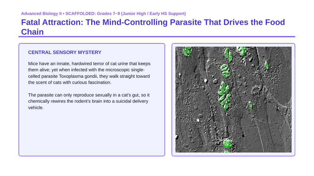 Ecosystem Dynamics & Energy Flow Scaffolded Phenomena-Based Lesson: Fatal Attraction: The Mind-Controlling Parasite That Drives the Food Chain Presentation sample page