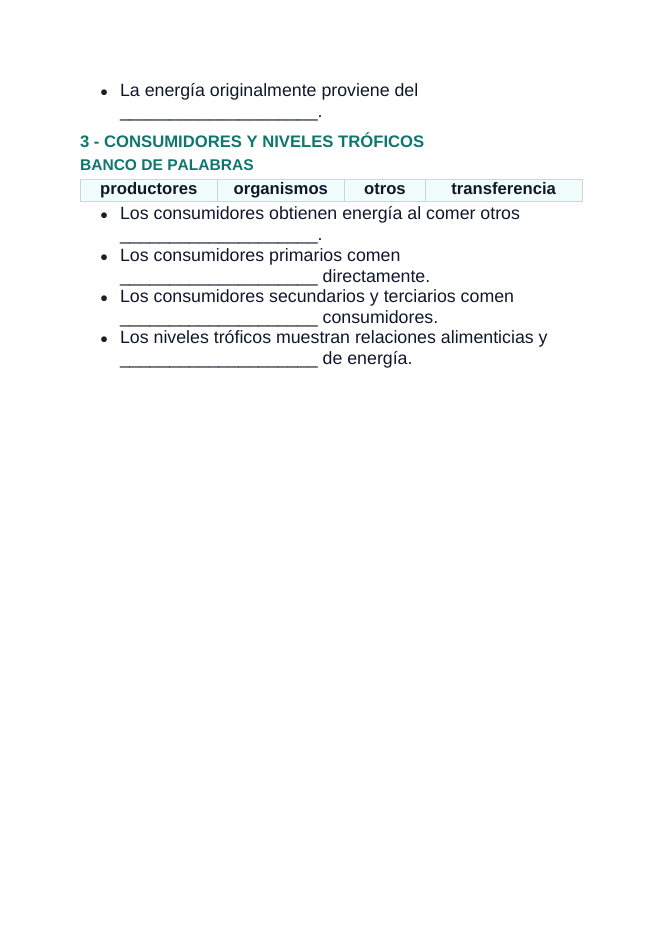 Ecosystem Dynamics & Energy Flow Spanish Guided Notes sample page