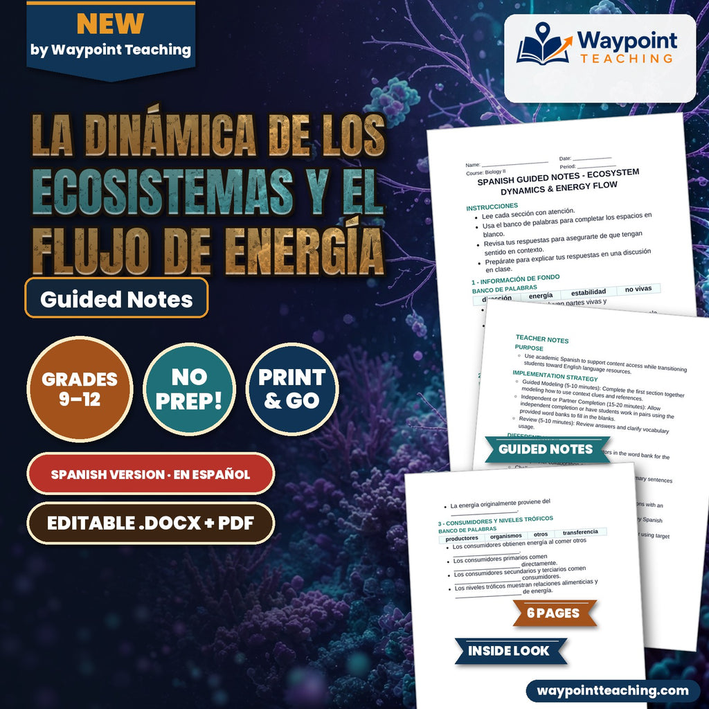 Ecosystem Dynamics & Energy Flow Spanish Guided Notes cover