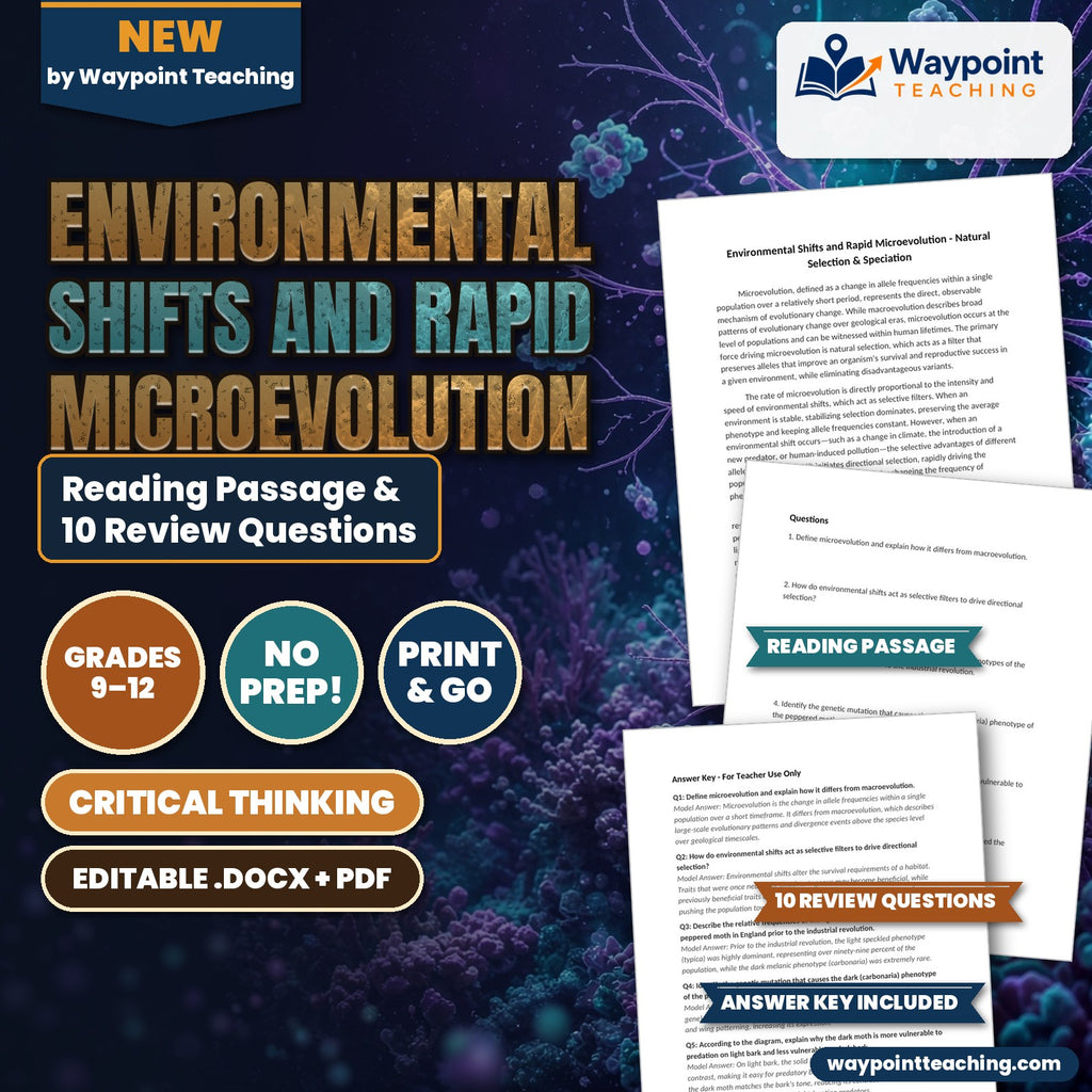 Environmental Shifts and Rapid Microevolution Reading Worksheet cover
