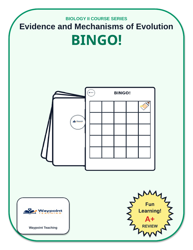 Evidence & Mechanisms of Evolution BINGO Review Game sample page