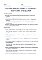 Evidence & Mechanisms of Evolution Critical Thinking Prompts sample page